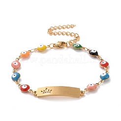 PVD Vacuum Plating 304 Stainless Steel Rectangle Link Bracelet&nbsp;BJEW-B062-05G