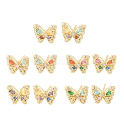 Brass Micro Pave Cubic Zirconia Stud Earrings for Women&nbsp;KK-A305-09G