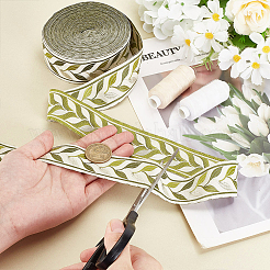 11.5~12.5M Ethnic Style Polyester Jacquard Leaf Ribbon&nbsp;OCOR-OC0001-43