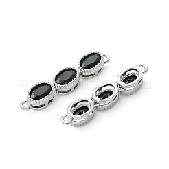 SHEGRACE Brass Pave Black Cubic Zirconia Triple Oval Links Connector Charms&nbsp;XGRQ3P837-645P