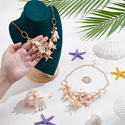 2Pcs Summer Beach Natural Shell & Resin Imitation Pearl Bib Necklaces&nbsp;NJEW-UN0001-55