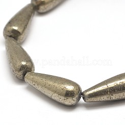 Teardrop Natural Pyrite Beads Strands&nbsp;G-I126-16-30x12mm