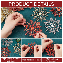 3 Bags 3 Colors Glitter Snowflake Plastic Pendant Decorations&nbsp;AJEW-GA0006-08