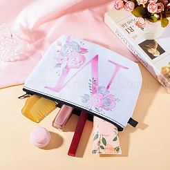 Flower & Letter Pattern Polyester Cosmetic Zipper Pouches&nbsp;ABAG-TAC0035-03M