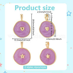 8Pcs 2 Styles Brass Enamel Pendants&nbsp;KK-BC0015-12