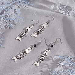 2 Pairs 2 Style Alloy Fishbone Long Dangle Eararings for Women&nbsp;EJEW-AN0002-53