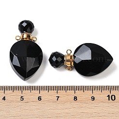 Natural Obsidian Faceted Teardrop Bottle Pendants&nbsp;G-A225-02G-07
