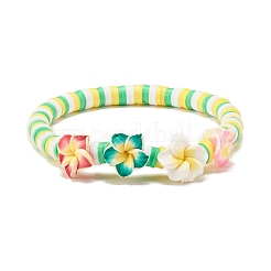 Natural Lava Rock & Handmade Polymer Clay Heishi Stretch Bracelets Set&nbsp;BJEW-JB07512