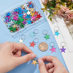 80Pcs 8 Colors Plastic Sequins Star Hair Braid Pendant&nbsp;KY-CP0001-02