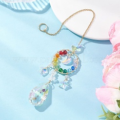 Glass with Natural Quartz Crystal Chip Window Hanging Suncatchers&nbsp;HJEW-JM04574