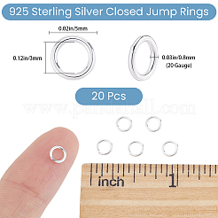 20Pcs 925 Sterling Silver Round Rings&nbsp;STER-BBC0009-64A-S
