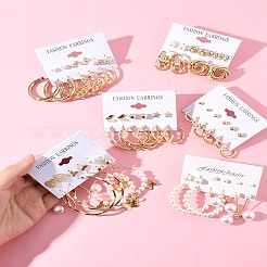6Sets 6 Styles Alloy & Rhinestone Earring Sets for Women&nbsp;EJEW-FS0001-26
