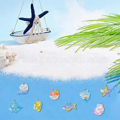40Pcs 8 Styles Ocean Theme Transparent Resin Cartoon Pendants&nbsp;RESI-AR0001-44
