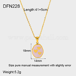 304 Stainless Steel Enamel Oval with Triple Heart Pendant Necklaces for Women&nbsp;WG811DD-01