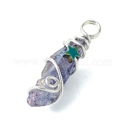 Electroplated Natural Quartz Crystal Pendants&nbsp;PALLOY-JF02801-03