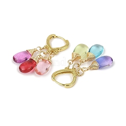 Gradient Color Baking Paint Transparent Glass Dangle Hoop Earrings&nbsp;EJEW-JE06360