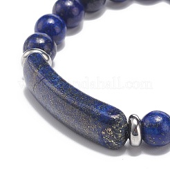 Natural Lapis Lazuli(Dyed) Beaded Stretch Bracelet&nbsp;BJEW-JB08879-01