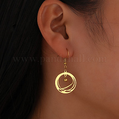 201 Stainless Steel Flat Round Dangle Earrings&nbsp;FS-WGE015A-01
