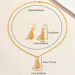 Fashion Brass Floral Hollow Pendant Necklaces & Earrings Sets for Women&nbsp;LX5505