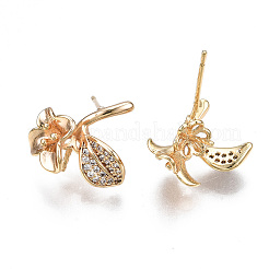 Brass Micro Pave Clear Cubic Zirconia Earring Findings&nbsp;KK-S356-357-NF