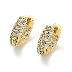 Brass Micro Pave Clear Cubic Zirconia Hoop Earrings&nbsp;EJEW-D311-101G