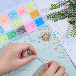 150G 15 Colors Luminous Round Glass Seed Beads&nbsp;SEED-PH0002-44