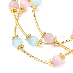 Cat Eye Round Beads Multi-strand Bracelets for Women&nbsp;BJEW-JB12338-01