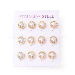 6 Pair Shell Pearl Half Round Stud Earrings&nbsp;EJEW-A067-19G