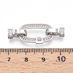 925 Sterling Silver Micro Pave Clear Cubic Zirconia Fold Over Clasps&nbsp;STER-T008-146P