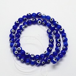 Handmade Evil Eye Lampwork Round Bead Strands&nbsp;LAMP-L055-8mm-06