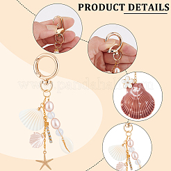 3Pcs 3 Styles Natural Shell & Natural Pearl & Resin Pendant Decorations&nbsp;HJEW-GA00077