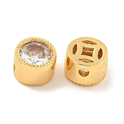 Brass Micro Pave Clear Cubic Zirconia European Beads&nbsp;KK-P275-26G
