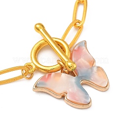 Butterfly Alloy Cellulose Acetate (Resin) Charm Bracelets&nbsp;BJEW-JB05357-02