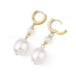 Oval Shell Pearl Drop Earrings&nbsp;EJEW-JE07361-01