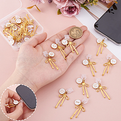 26Pcs 26 Styles Flat Round with Letter & Bowknot Zinc Alloy Enamel Mobile Dustproof Plugs&nbsp;HJEW-GA00054