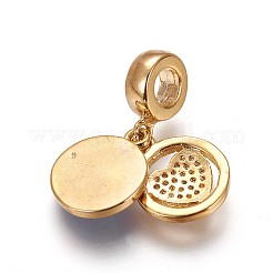 Brass Micro Pave Cubic Zirconia European Dangle Charms&nbsp;ZIRC-E159-01