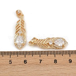 Brass Micro Pave Cubic Zirconia Pendants&nbsp;KK-K407-18G