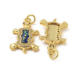 Turtle Brass Pendants Micro Pave Cubic Zirconia with Synthetic Opal&nbsp;KK-K356-09G