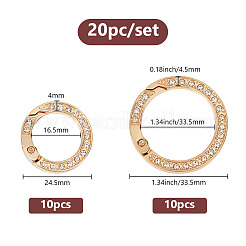 20Pcs 2 Styles Alloy Crystal Rhinestone Spring Gate Rings&nbsp;FIND-GO0001-82