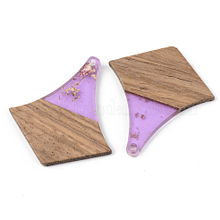 Transparent Resin & Walnut Wood Pendants&nbsp;RESI-S389-055A-B01