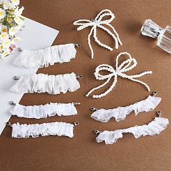 8Pcs 2 Styles Polyester Lace & Resin Imitation Pearl Pendants Decortions&nbsp;HJEW-GA00019
