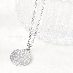 Jerusalem Cross 304 Stainless Steel Medal Pendant Necklaces&nbsp;NJEW-D349-01P