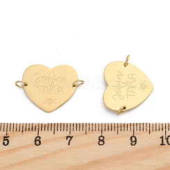 304 Stainless Steel Heart Connector Charms&nbsp;STAS-P396-03A-G