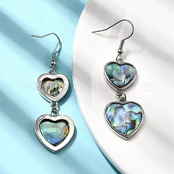 Brass Natural Abalone Shell Dangle Earrings&nbsp;EJEW-F388-01B-P
