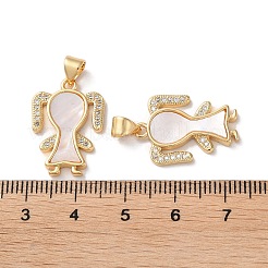 Brass Micro Pave Clear Cubic Zirconia Pendants&nbsp;KK-B083-28A-G