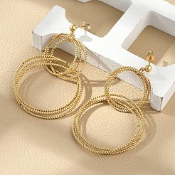 304 Stainless Steel Dangle Stud Earrings&nbsp;EJEW-Z098-27G