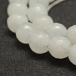 Faceted Natural White Jade Beads Strands&nbsp;G-F448-10mm