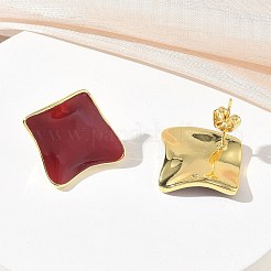 Brass Enamel Stud Earrings for Women&nbsp;KK-CBA760A-07G-05