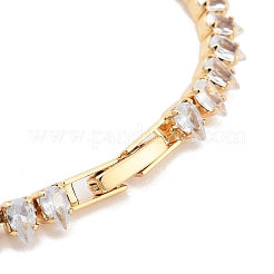 Brass Pave Clear Cubic Zirconia Teardrop Link Bracelets&nbsp;BJEW-YWC0002-08G