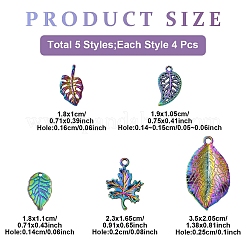 20Pcs 5 Styles Rainbow Color Alloy Pendants&nbsp;PALLOY-YW0007-03